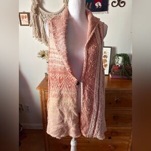 Free People Pink and Cream Textured Knit vest